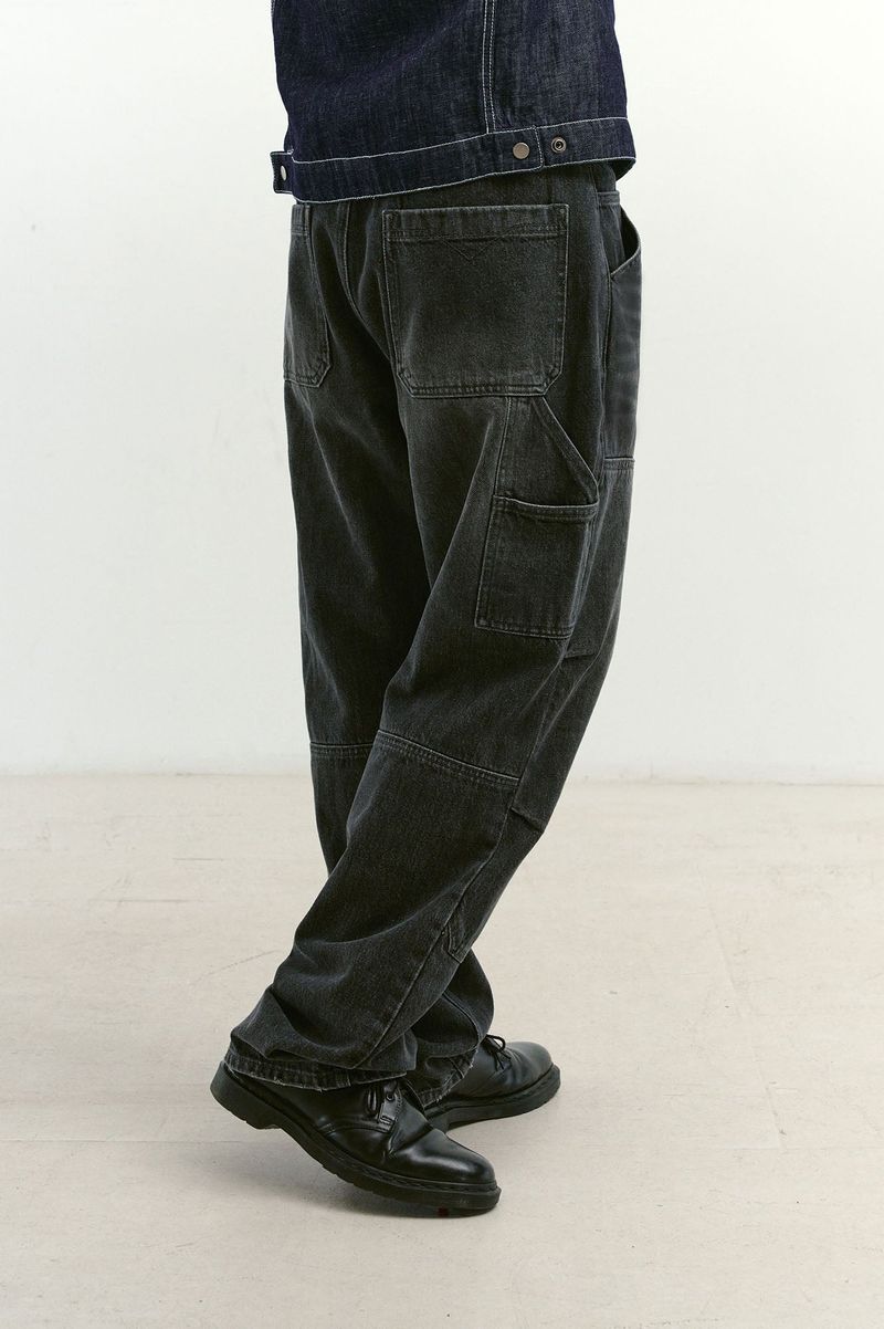Incision Double Knee Carpenter Pants (Washed Black)