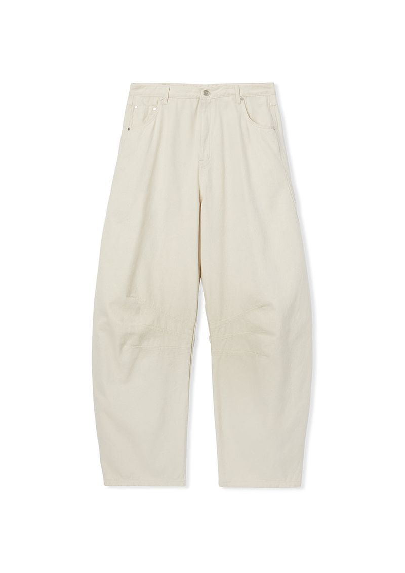 multi dart balloon denim pants cream