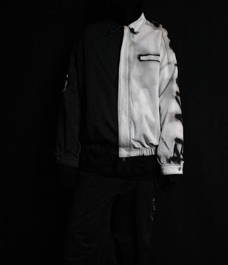BBD Division Empty Logo Zip Up Denim Jacket (Black)