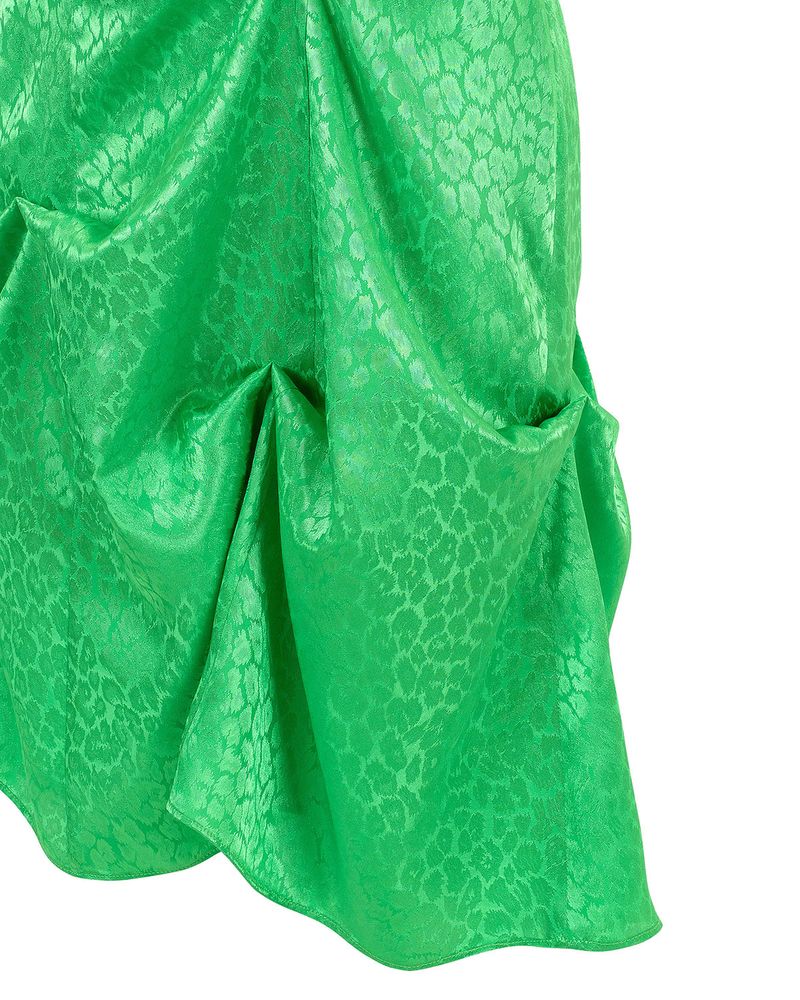 DOZI - Satin Leopard Dress _ Lime
