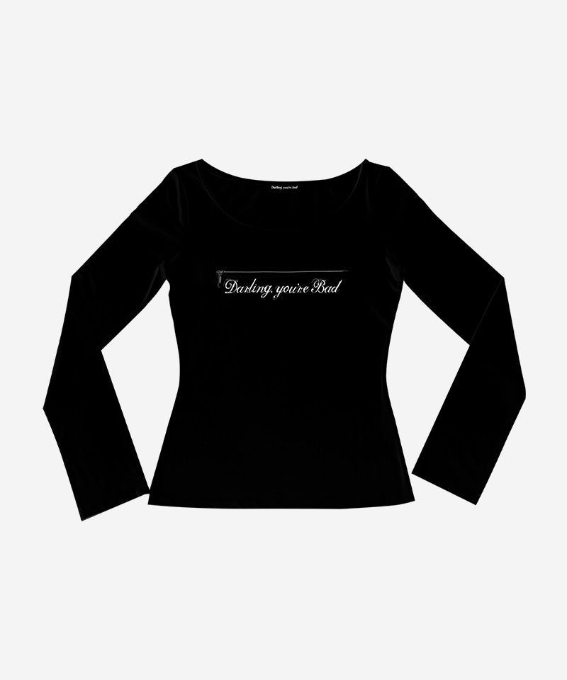 UNZIPPED LOGO T-SHIRT (Cursive ver.) #BLACK