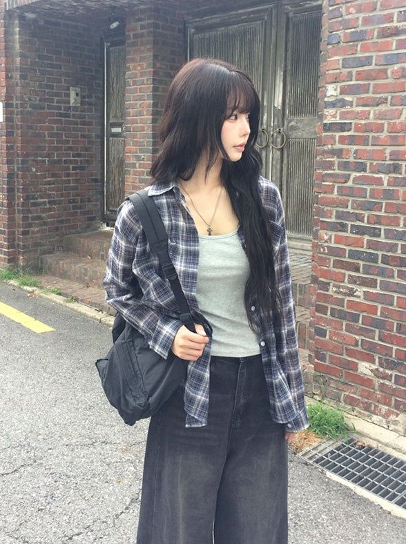 anyonemore（エニーワンモアー）の「[Shirt + Sleeveless Set] Mirong Over Fit Check Collar Shirt（Tops）」