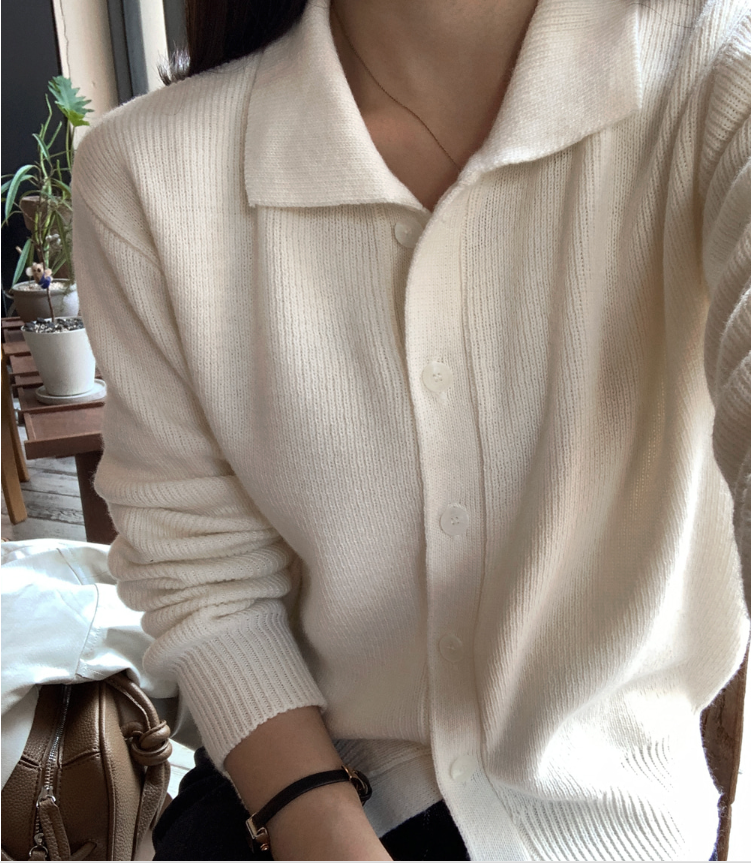 Jenny Collar Button Knit Cardigan / 4 colors