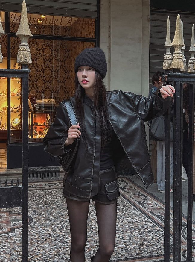 Villa Hand Washing Leather Biker Jacket