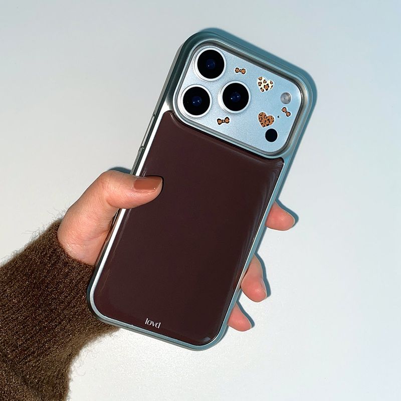 [MADE] BROWN PHONE CASE (epoxy silver bumper)