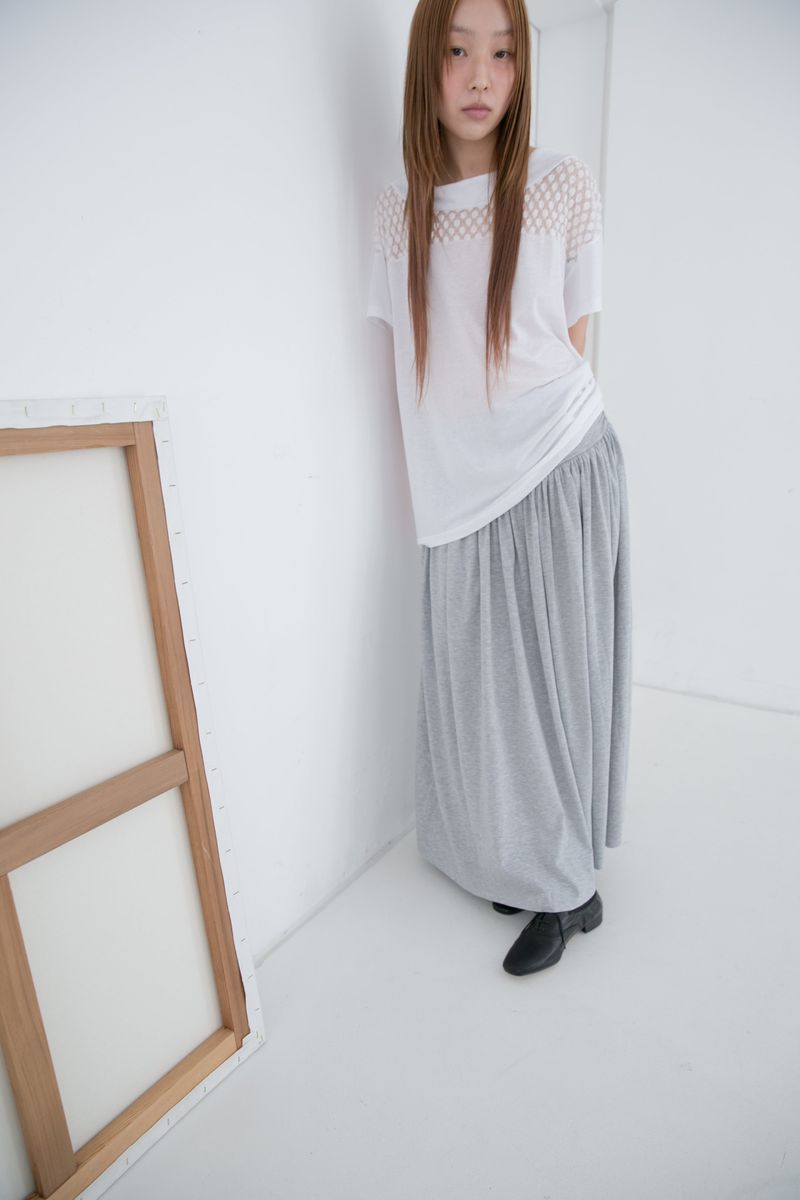 shirring banding long skirt(3colors)