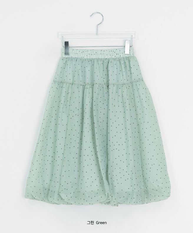 Chitoa Dot Chiffon Balloon Midi Skirt
