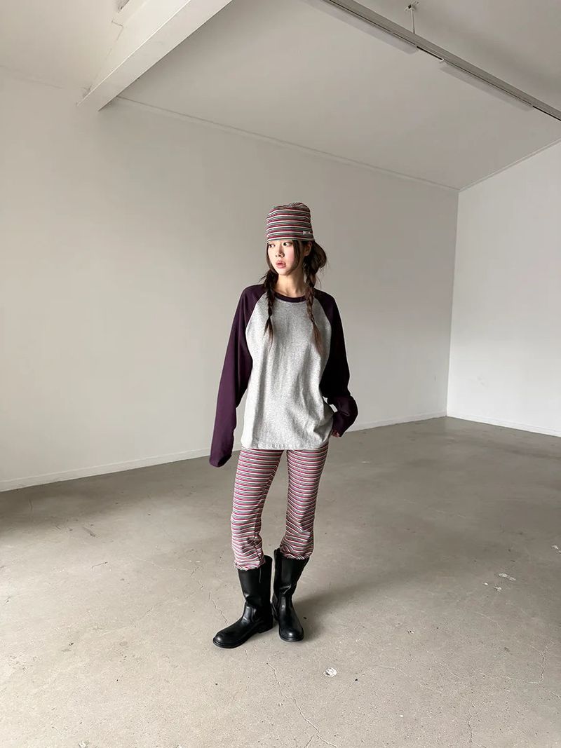 stripe short beanie
