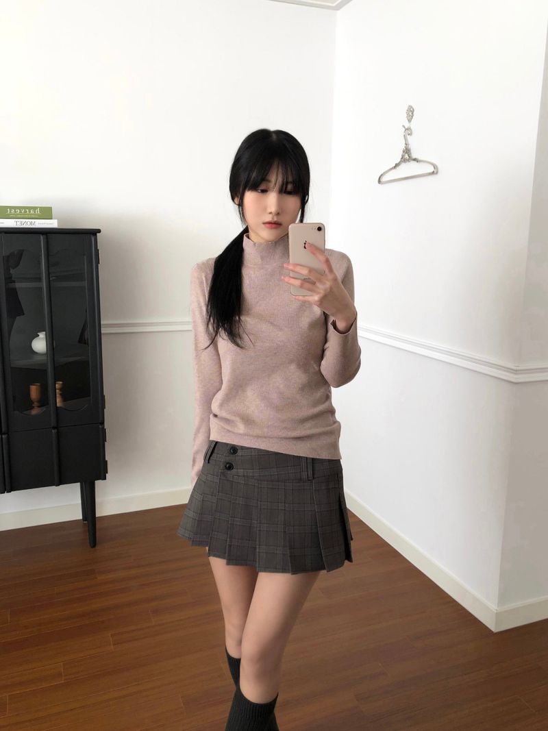 Checkered Micro Pleats Mini Skirt (2 colors)