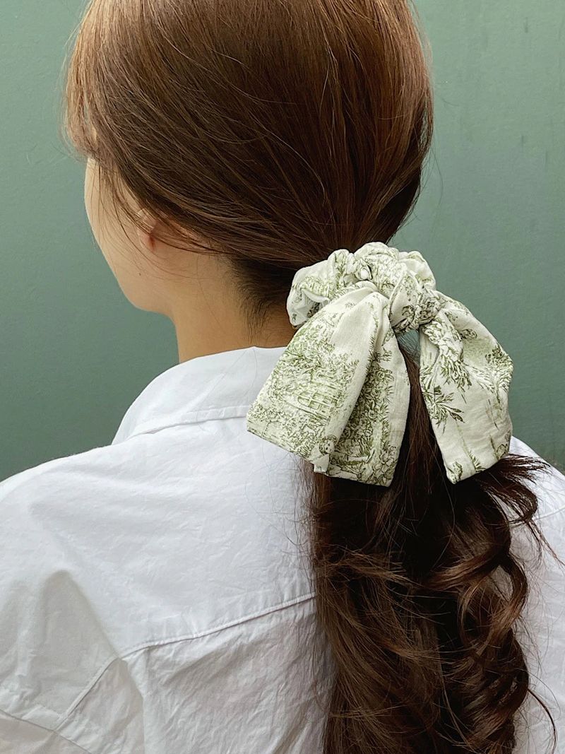 French Etoile Ruffle Scrunchie [Green]