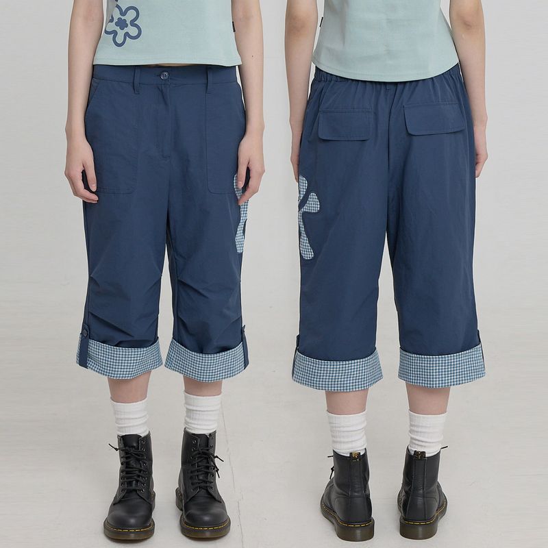 Check Applique Capri Pants