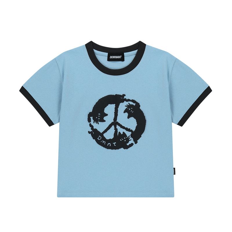 dominant（ドミナント）の「パーフェクトピースリンガークロップTシャツ_スカイブルー（トップス）」