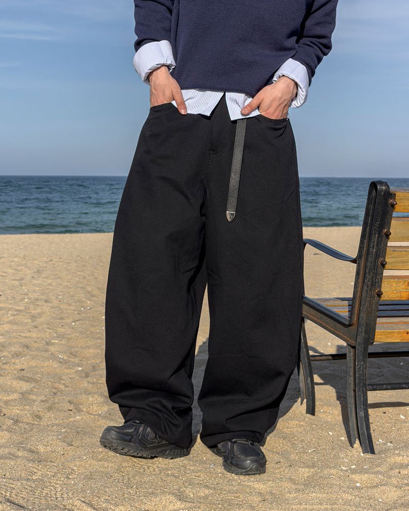 Bino Curved Wide Cotton Pants