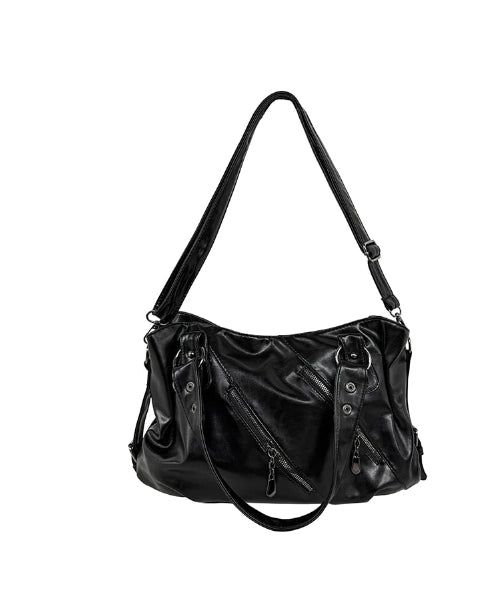 Cardi Stud Double Zipper Shoulder Bag