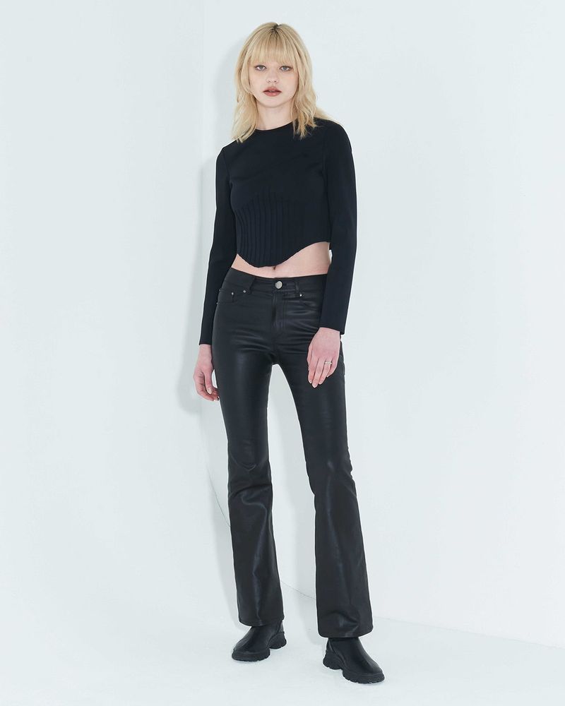 Pintuck Jersey Top _ Black