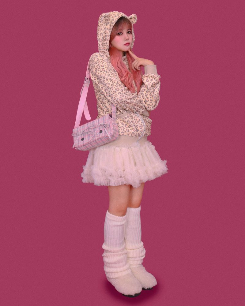 mimi leopard bear hood zip-rp (기모)