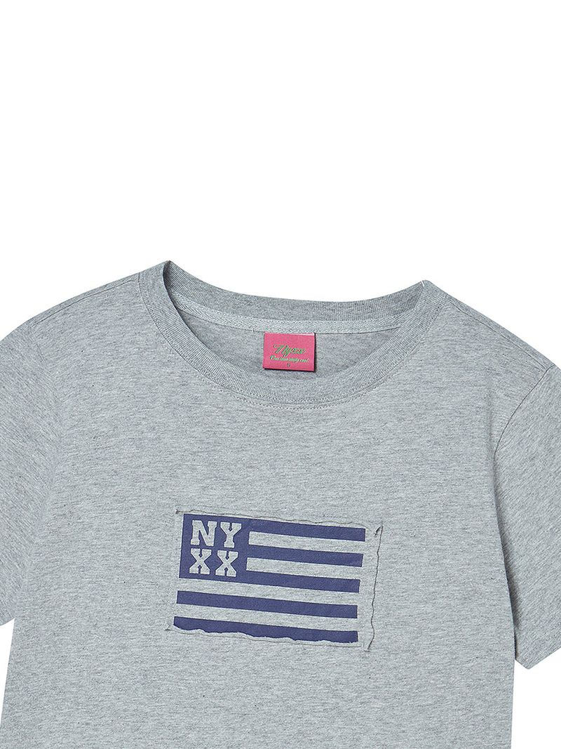 NYX FLAG APLIQUE TEE GREY