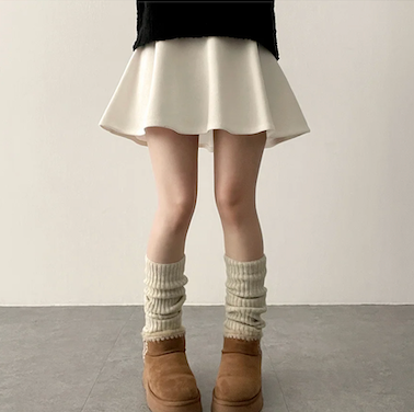 Lorton Wool Pin Tuck Flared Miniskirt