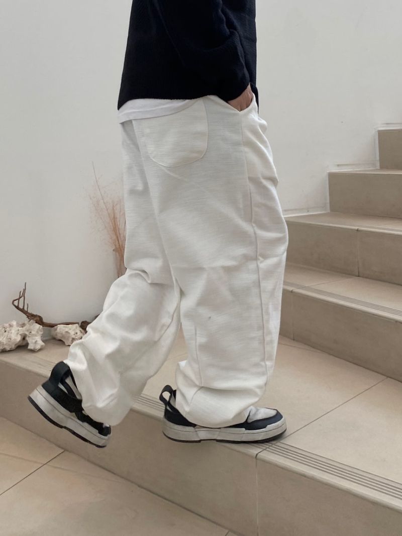 Pastel Balloon Pants White Black 2C