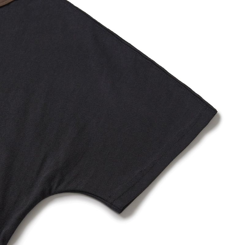 Patchwork pocket half T-shirts / Dusty black