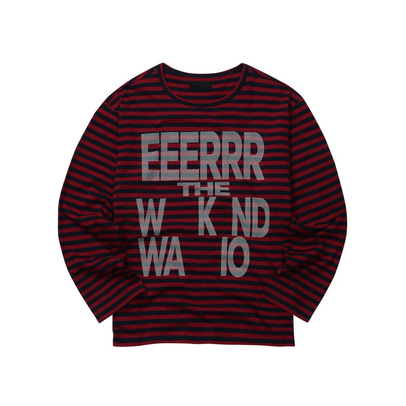 Weekend warrior typography printing stripe long sleeve (Red)