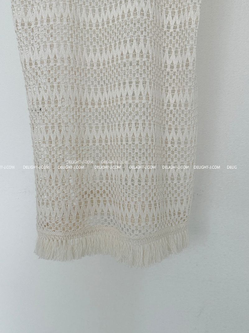 Fringe Mesh Crochet Layered Dress