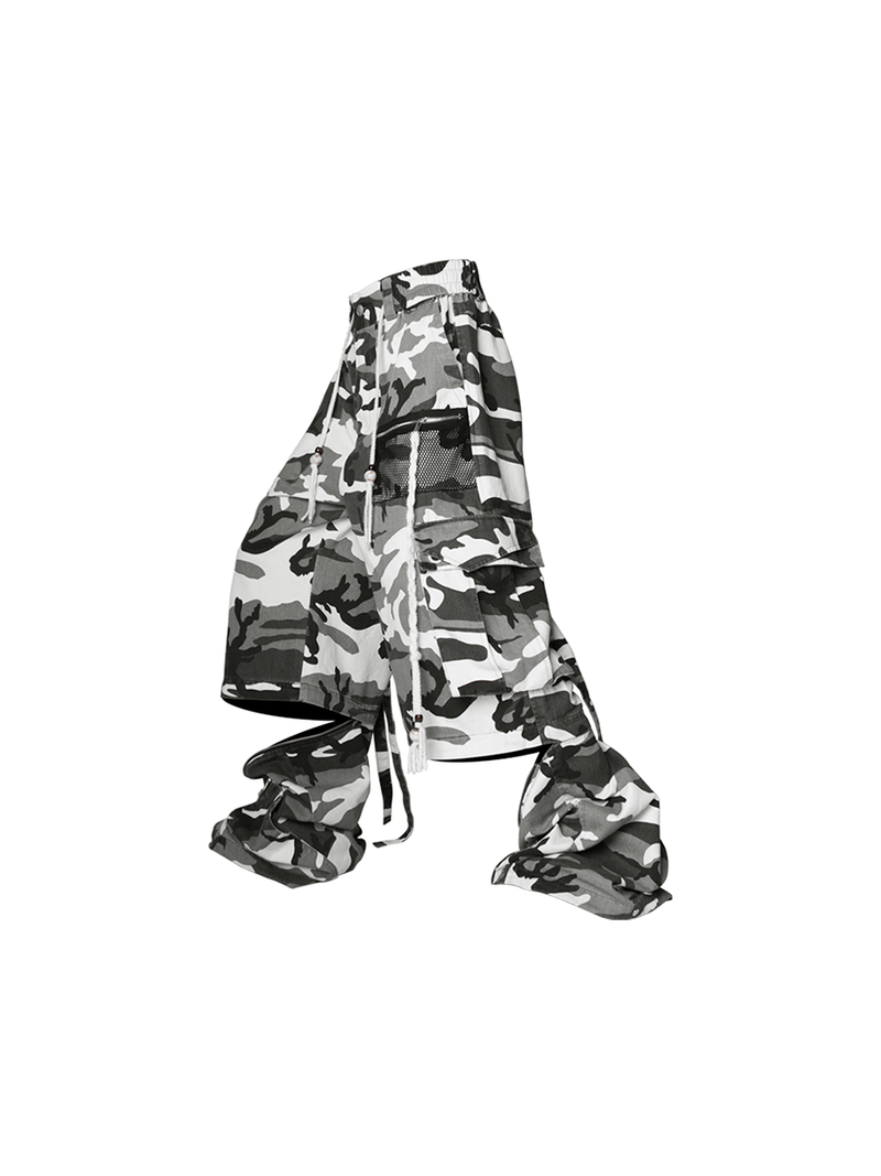 RELABEL（リレーベル）の「RELABEL Spatial Relationship (Connected) Burst Camouflage Dual-Form Beaded Ribbon Straight-Leg Detachable Work Pants（Pants）」
