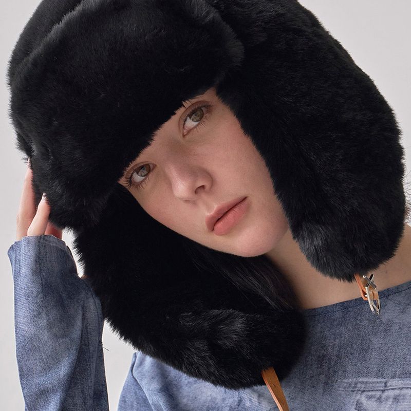 VA Stud Buckle Eco Fur Trooper Hat / Black