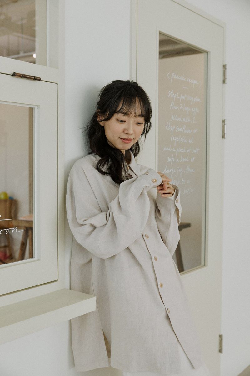 unisex linen patch shirts natural