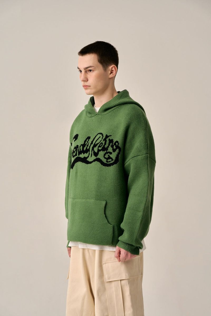 WAVE LOGO KNIT HOOD - KHAKI
