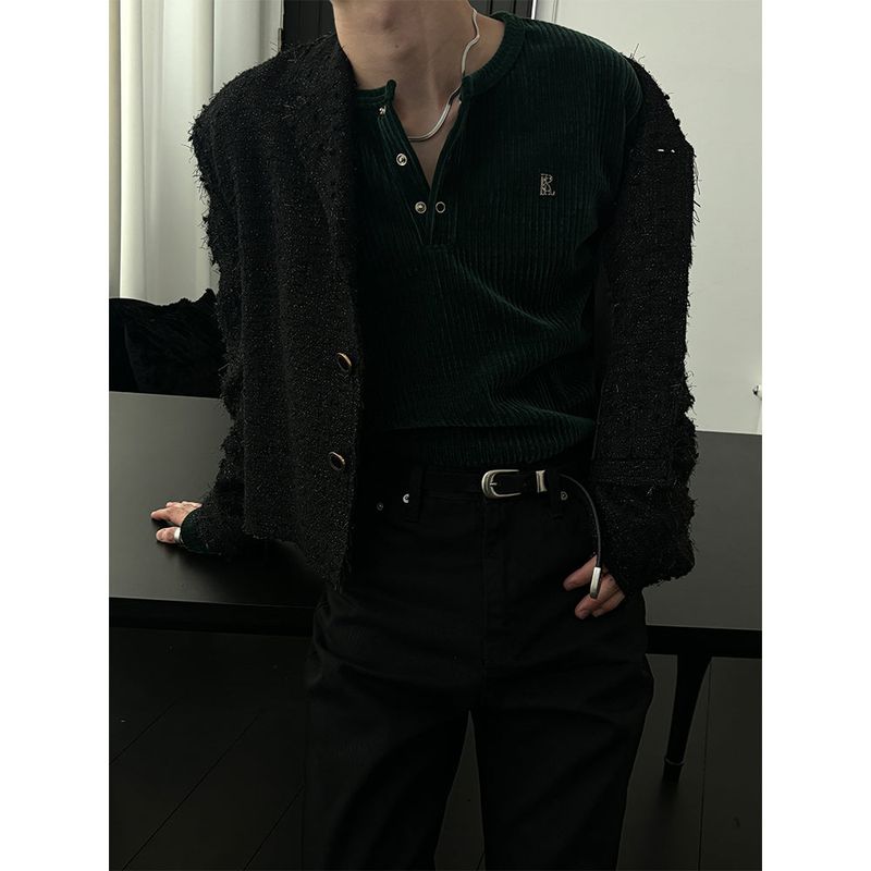 [MADE] Velvet golgi henry neck knit sleeves(3color)