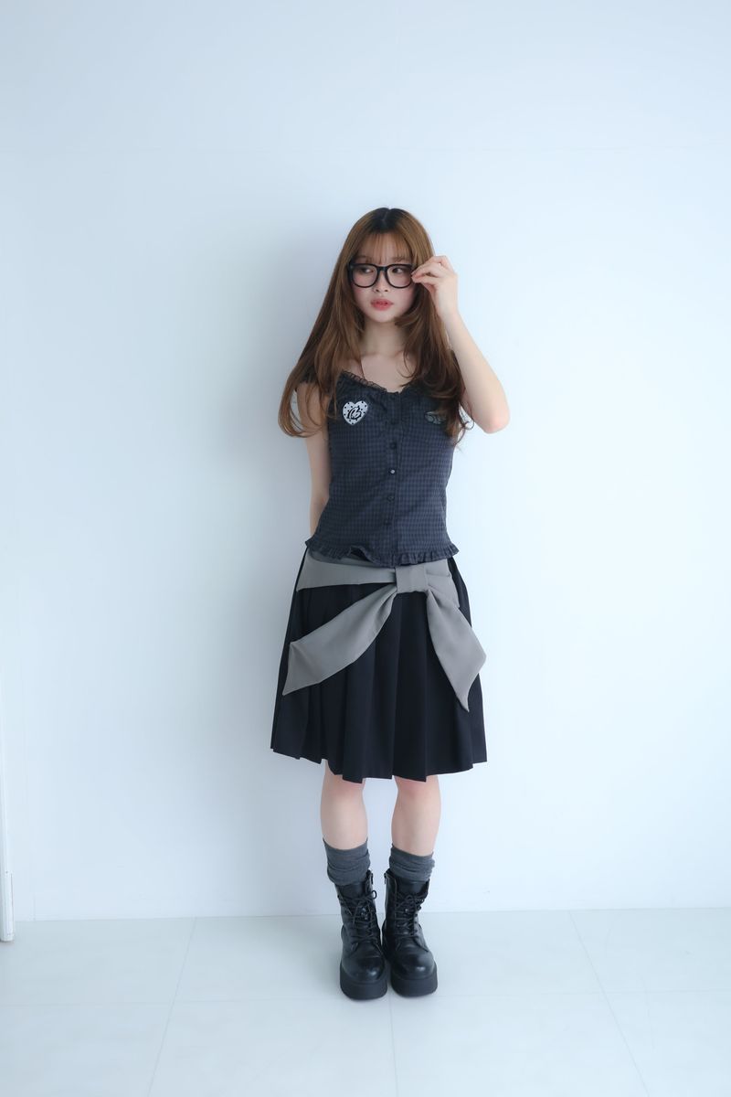 big ribbon skirt(black×grey)