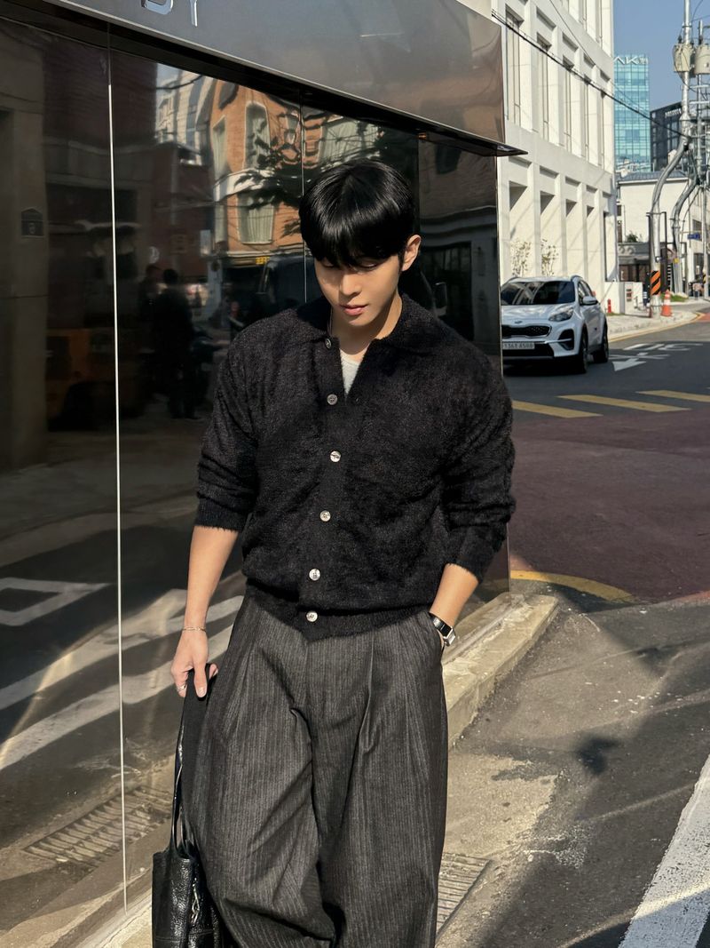 Porter herringbone denim slacks