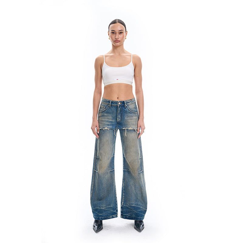Overshirt Bilayer Distressed Jeans