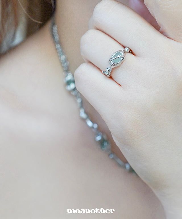 Green Oval Open Ring
