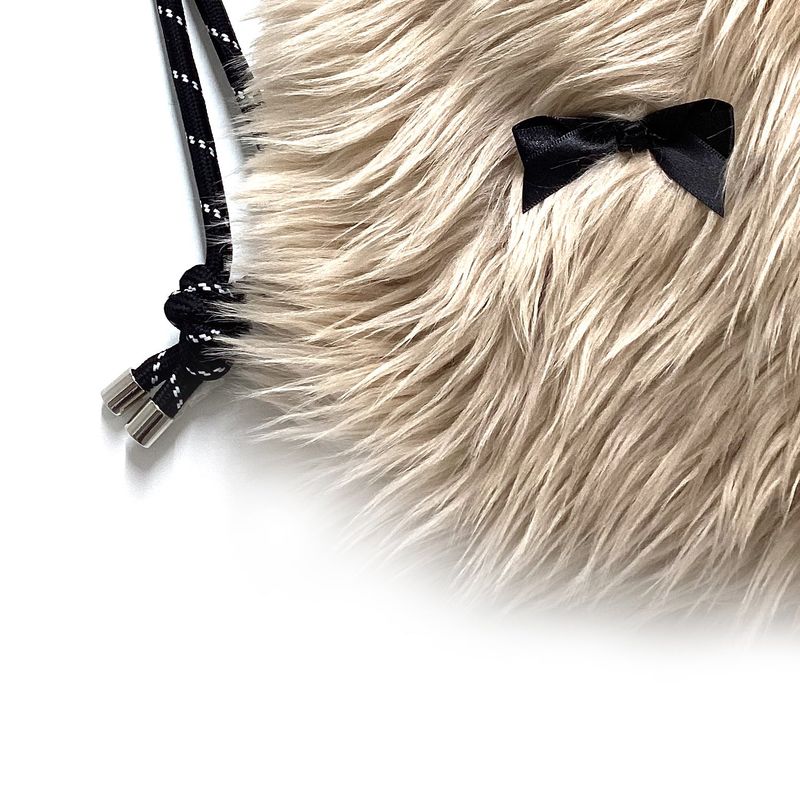 Ribbon Gym Sack [Beige Fur]