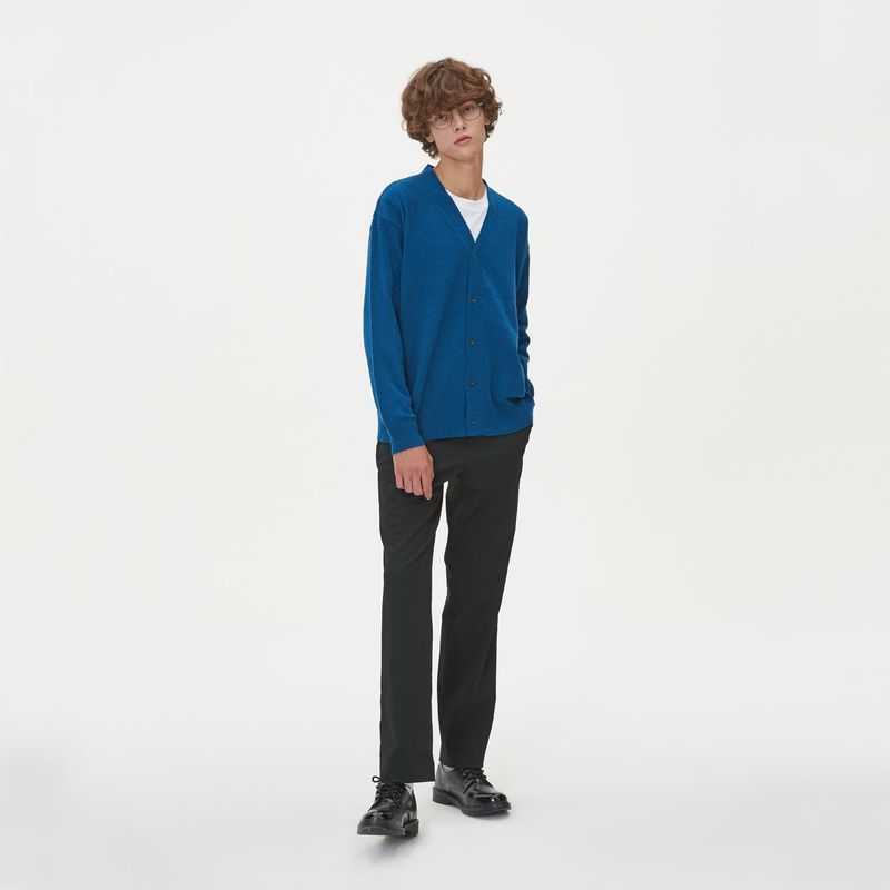 LAMBSWOOL V NECK CARDIGAN_BLUE