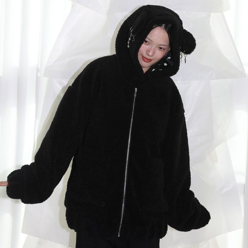 CLUT STUDIO（クラットスタジオ）の「Punk Bear Fleece Jacket - BLACK（Jackets/Outerwear）」