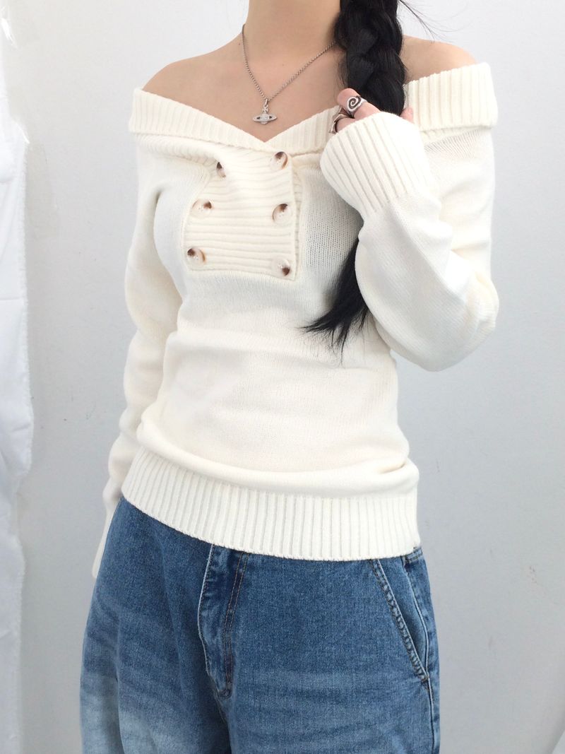 button shawl collar knitwear
