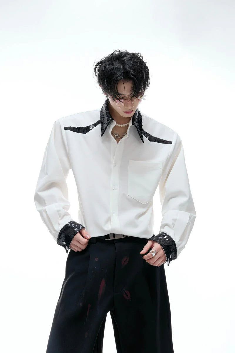 Argue Cultureの「Colorblock Sequin Draped Shoulder Shirt(Tops)」