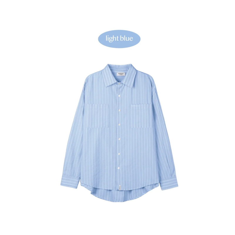 TWO POCKET STRIPE SHIRT (LIGHT BLUE)
