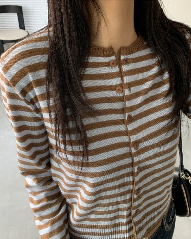 Ben Away(ベンアウェイ)の「kitsch Round Stripe Cardigan 4C(Tops)」