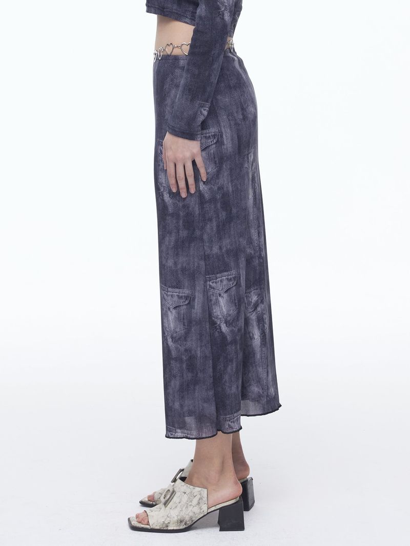 Denim Mesh Long SK(BK)