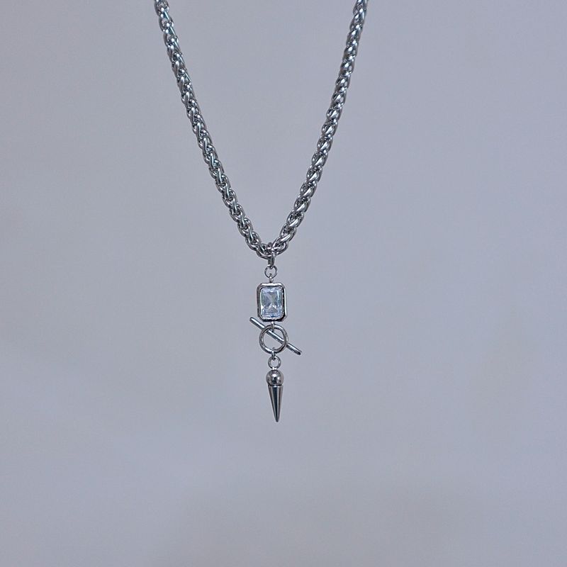 Toggle Bar Cubic Triangular Ball Choker Necklace