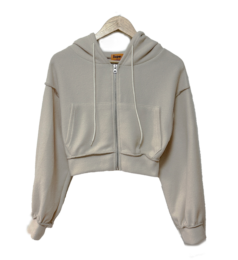(ZIP-UP & PANTS SET!) 4 COLORS THICK FLEECE RIBBED CROPPED TRAINING PANTS