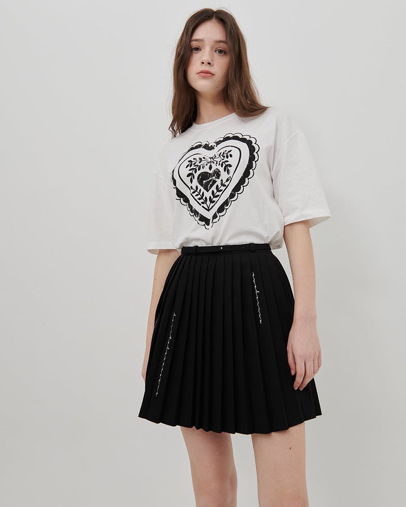 HEART PRINT T-SHIRT [WHITE]