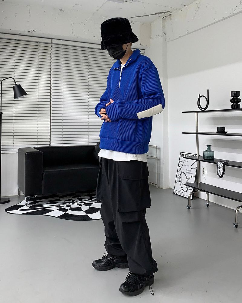 MT leather patch semi zip-up (3 colors)