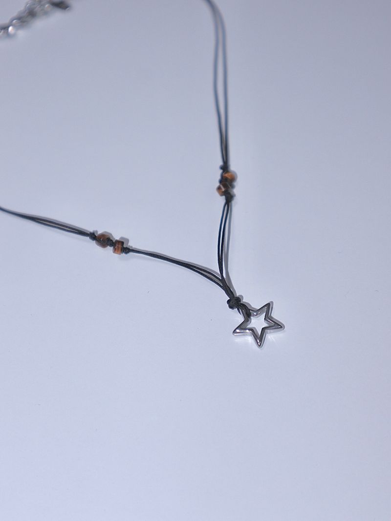All surgical steel star gemstone string necklace
