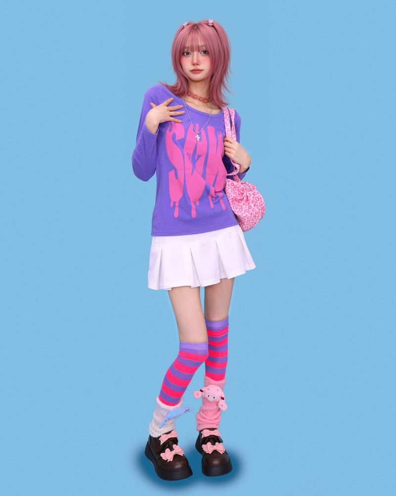 kitsch purple-pink knee socks