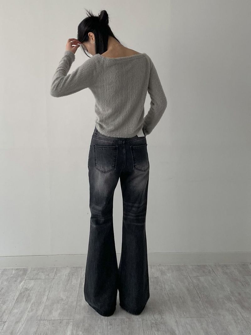 [unisex] 641 cat-washed bootcut denim pants